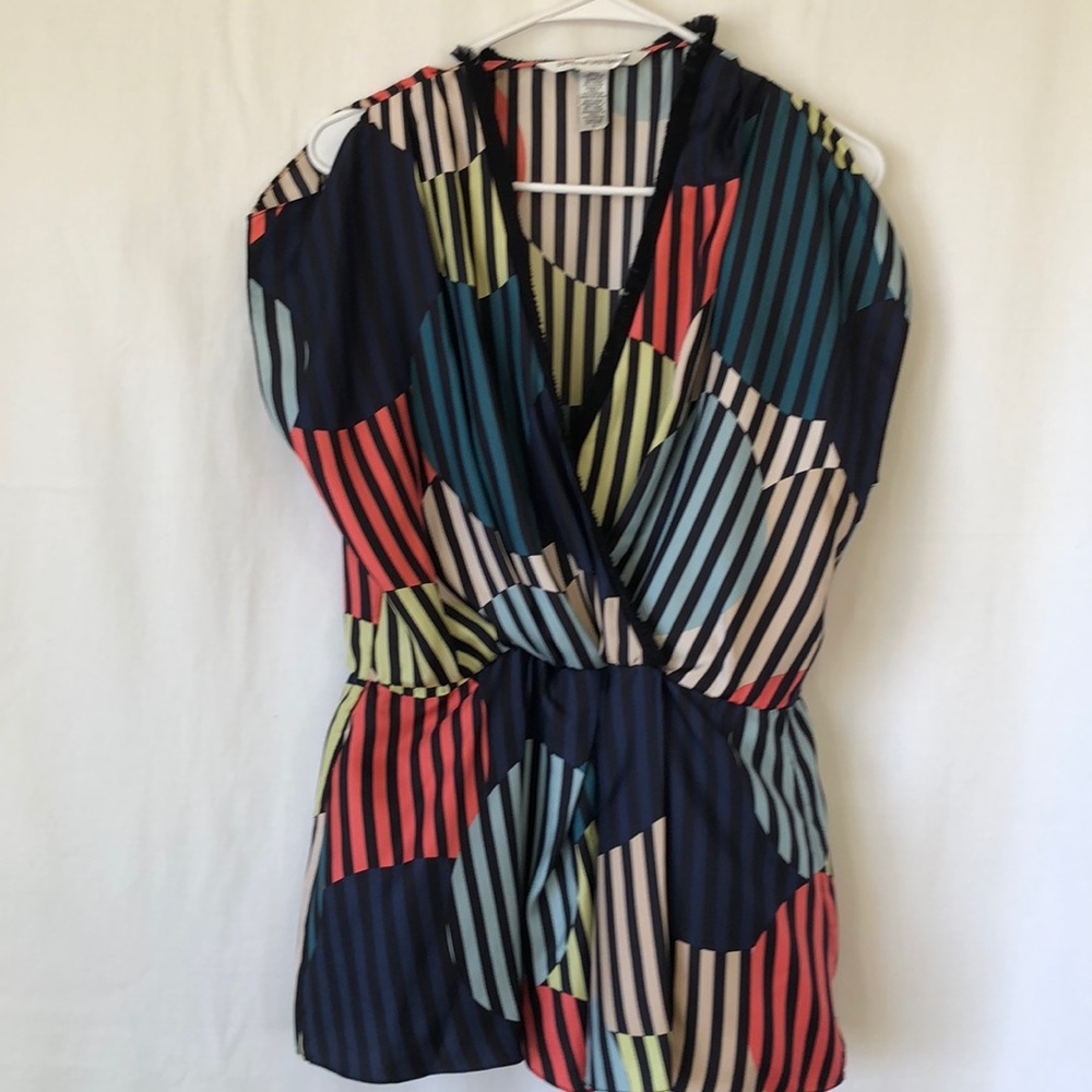 Diane Von Furstenberg Silk Striped Pattern Blouse
